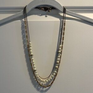 J. Crew Multi-Strand Pearl and Gold Necklace